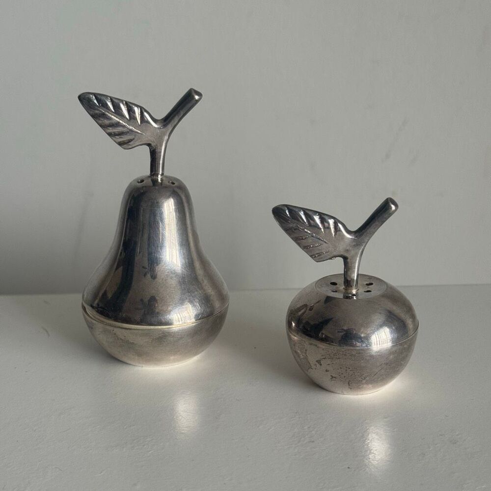 Vintage Silver Plated Apple & Pear Salt And Pepper Shakers